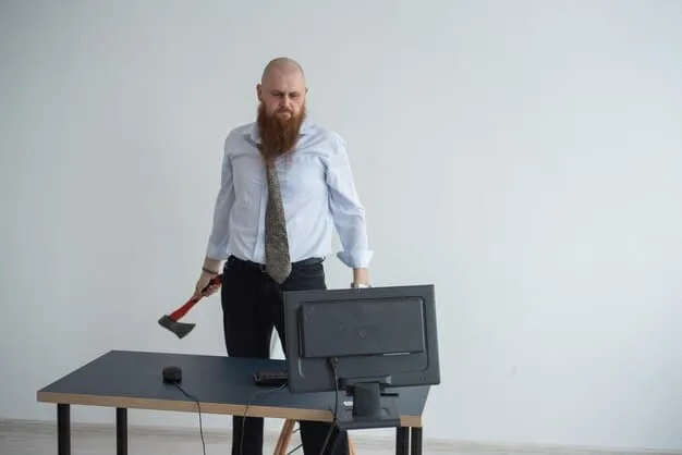 A screenshot from Office Space showing Peter (Ron Livingston) taking a sledgehammer to a printer in a field, representing his frustration with office technology.