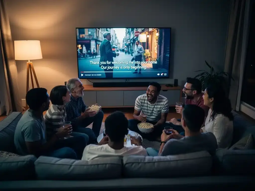 Diverse audience enjoying international films via streaming platforms.