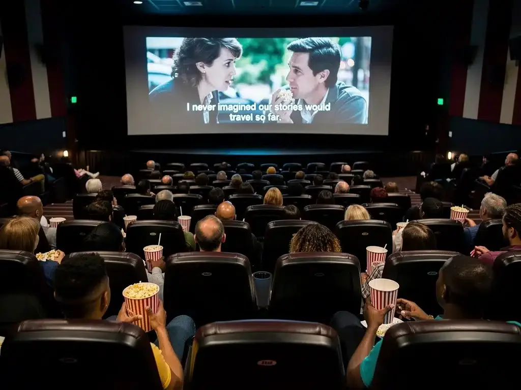 US audience watching foreign language film with subtitles