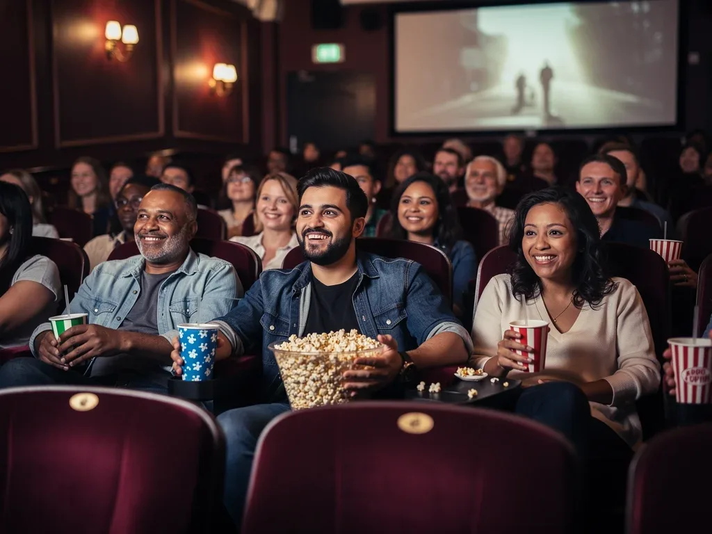 Audience enjoying independent short film screening