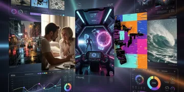 Futuristic cinematic innovation collage showcasing diverse short film aesthetics from Q1 2026.