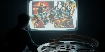 Vintage film reel with glowing screen symbolizing rediscovered 1982 cult films