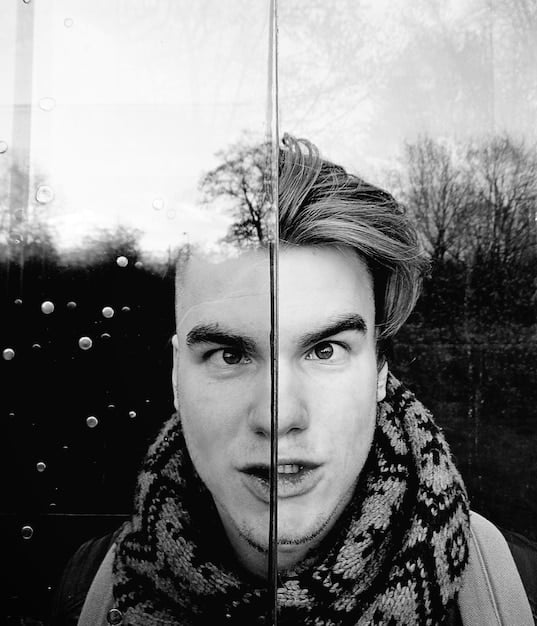 A split image showcasing a side-by-side comparison: On the left, a black and white still from a classic film (e.g., 