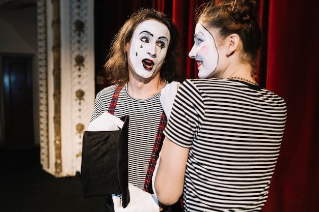 A close-up of people dressed in Rocky Horror Picture Show costumes, throwing props and participating in the movie screening.