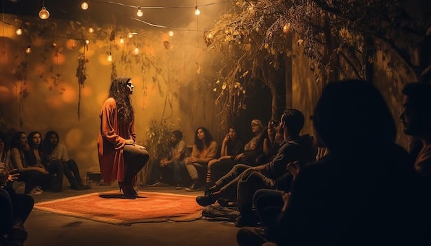 A scene from a critically acclaimed regional Indian film, showcasing realistic settings, nuanced acting, and a storyline focused on social issues.