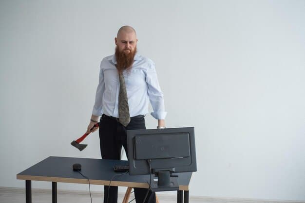 A screenshot from Office Space showing Peter (Ron Livingston) taking a sledgehammer to a printer in a field, representing his frustration with office technology.
