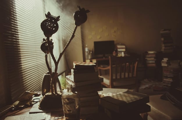 A shot of Donnie Darko in his bedroom, surrounded by books and papers, looking intensely focused on his research. The image highlights his intellectual curiosity and his desire to understand the world around him.