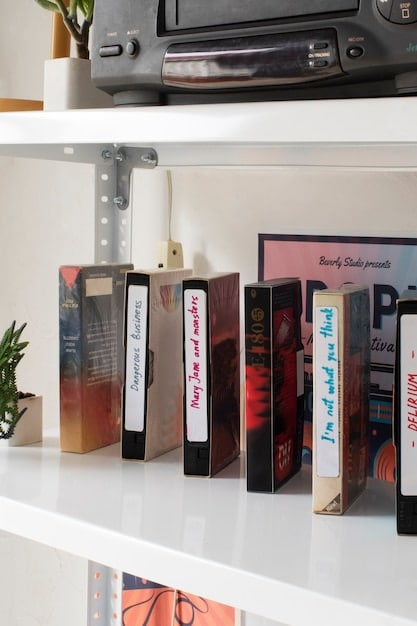 A collection of book covers displayed on a fan fiction website, showcasing titles that feature character crossovers from various cult classic franchises, such as 