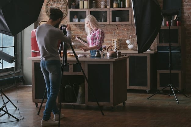 A behind-the-scenes shot of a stop-motion set, with animators working on the set with detailed miniature props. In the background, a CGI workstation shows a character being rendered, illustrating the fusion of stop-motion and CGI techniques.