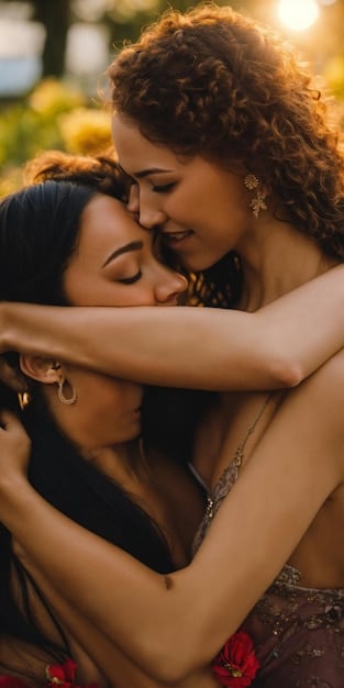 A close-up shot of two women embracing in a contemporary Latin American film, conveying intimacy and solidarity, representing the exploration of LGBTQ+ themes and the search for acceptance and love within the context of exploring the themes of identity in contemporary Latin American cinema.