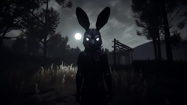 A still from Donnie Darko showing Donnie and Frank the bunny in a dimly lit room with a TV set, representing the film's exploration of mental health and alternate realities, illustrating the Cult Classic Resurgence: Why 'Donnie Darko' Remains Relevant 24 Years Later.