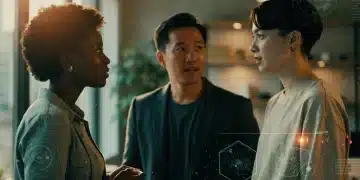 Dynamic still from a modern independent short film, showcasing professional quality and diverse talent.